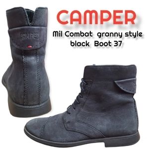 Camper Mil Combat Boot leather Lace-up boots ankle granny women's EU 37 black 7